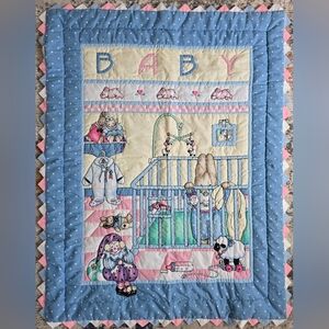 Vintage Daisy Kingdom Honey Bunny in Crib Baby Lightweight Quilt Comforter 34x44